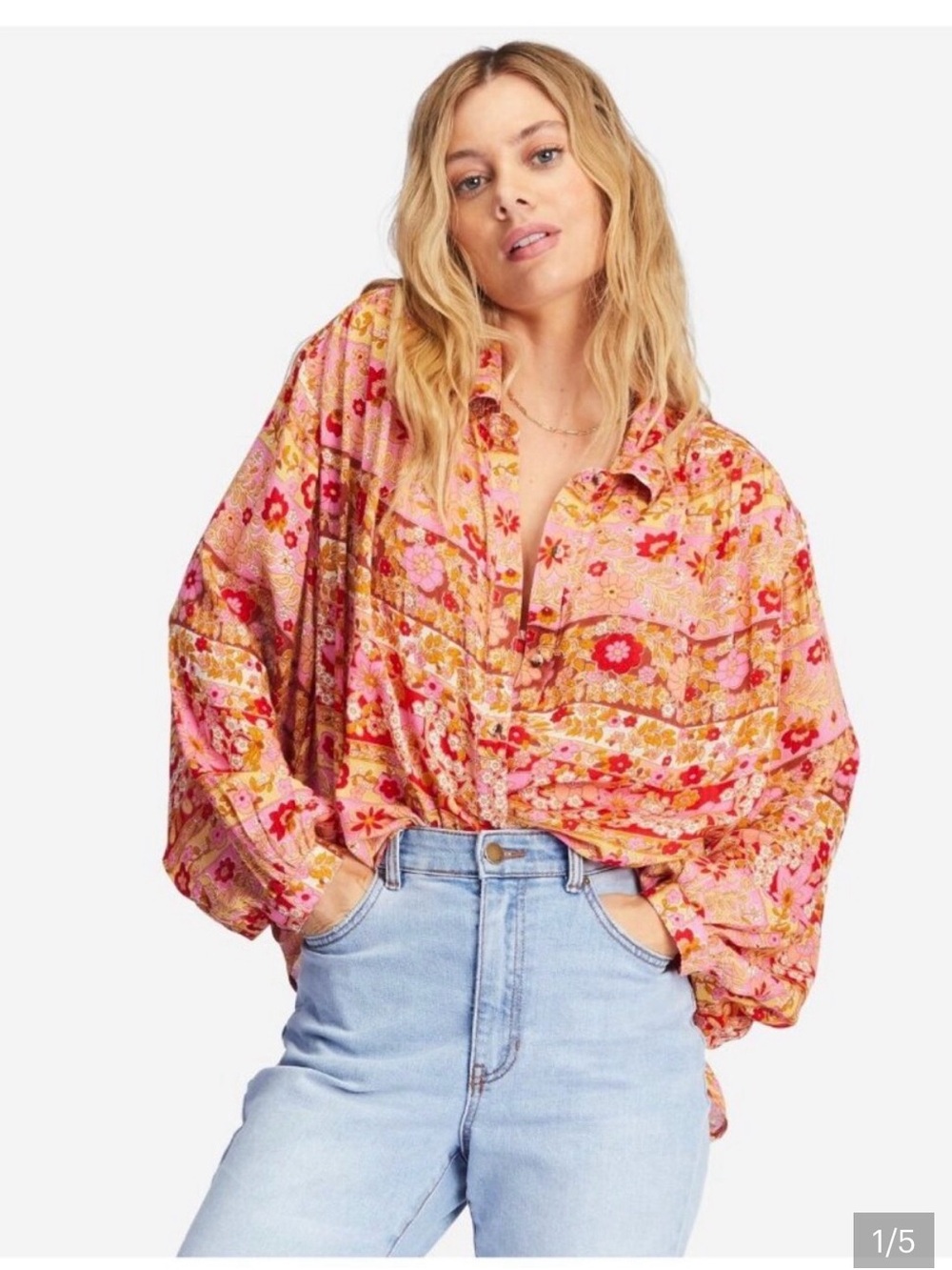 Billabong Day After oversized long sleeve top size small